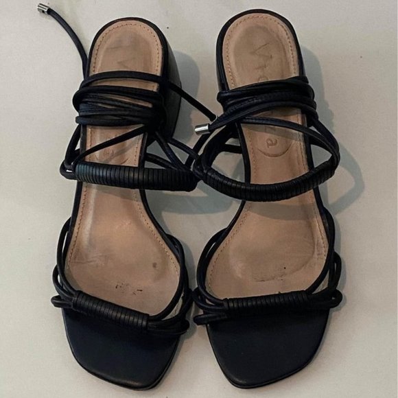Free People - Strappy Block Heel Leather Sandals - Picture 1 of 3